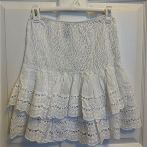 Ventti White Tiered Lace Mini Skirt